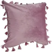 QUVIO Sierkussen met franjes - Gevuld - 45 x 45 cm - Roze