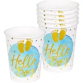 Boland Feestbekers Hello Boy! Jongens Papier Wit/blauw 6 Stuks