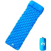 vidaXL Kampeermatras met kussen opblaasbaar 1-persoons blauw