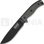 ESEE Model 6 Serrated 6S survivalmes met bruine schede + riemclip