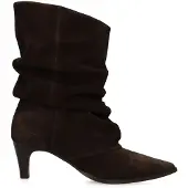 Manfield Donkerbruine suède slouchy enkellaarsjes | Maat 37