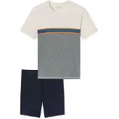 Schiesser Pyjama kort ' Nightwear Shorty ' nachtblauw / grijs / offwhite