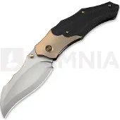 We Knife Orc Boss vouwmes, Champagne Ti/Twill CF, Stonewashed