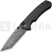 CIVIVI Button Lock Brazen Damascus vouwmes, Twill Carbon Fiber