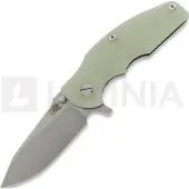 Hinderer Jurassic Magnacut Slicer Flat Grind vouwmes, Stonewash, Translucent Green