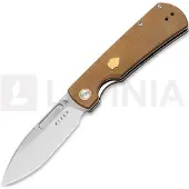 Kizer Cutlery Retro vouwmes, Brown Micarta & Brass Inlay, Satin