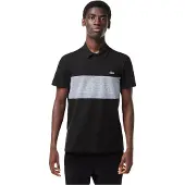 Lacoste Herenpolo Colour Block Petit Pique Regular (Zwart/Zilver)