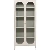 QUVIO Elegante opbergkast - Wavy glazen deuren - Beige staal