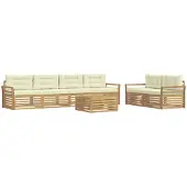 Syfax Buiten bankenset 7 pcs Wit en crèmekleurig Massief Acaciahout