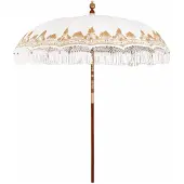 vidaXL Balinese Parasol 215 x 215 x 260 cm Katoen Rond Crèmekleurig