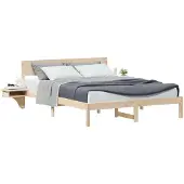 vidaXL Bedframe met hoofdeinde Bruin 160 x 200 cm Massief grenenhout