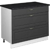 Vicco Keukenonderkast Fame-Line, Anthrazit-Gold Landhaus/Wit, 100 cm, WB Antraciet