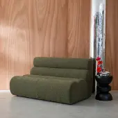 Sweeek Stoffen fauteuil getextureerde bouclé 2 zits Kaki