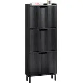 SoBuy FSR177-H-SCH Schoenenkast met 3 kleppen, smal schoenenrek