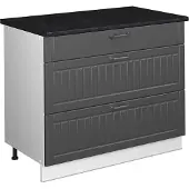 Vicco Keukenonderkast Fame-Line, Donkergrijs/Wit, 100 cm, WB Antraciet