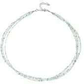 Cavill - Zilveren Halsketting - 925 Sterling Zilver Gerhodineerd - Facet Larimar Kralen 33,25 ct - Ronde Blauwe Kralen - Verstelbaar Zomer Sieraad