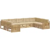 Syfax Buiten bankenset 9 pcs Wit en Beige Massief Acaciahout