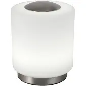 FABAS LUCE Simi wandlamp, gemaakt van satijnnikkelmetaal en mondgeblazen glas, met geïntegreerde 8W LED, 3000K, dimbare aanraakbediening. Artikelnummer: 3257-30-178