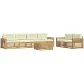 Syfax Buiten bankenset 7 pcs Wit en crèmekleurig Massief Acaciahout