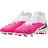 Nike Phantom 6 High Club Gras / Kunstgras Voetbalschoenen (MG) Kids Wit Felroze Zwart