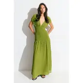 Gina Tricot  - Smock maxi dress - Lange jurken - Groen - XL - Dames