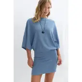 Gina Tricot  - Slouchy boatneck dress - mini jurken - Blauw - S - Dames