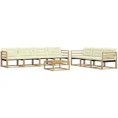 vidaXL Buiten bank set 8 st Wit en crèmekleurig