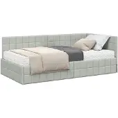 vidaXL Hoekbedframe met Matras 2 st Lichtgrijs 100 x 200 cm Fluweel
