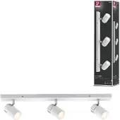 Paulmann Zyli plafondspot wit/chroom 3-lamps Zyli, dimbaar, wit / opaal, Woon-/ Eetkamer, metaal, Modern, buitenspot