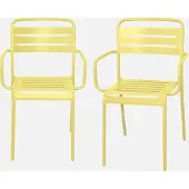 Sweeek - Set van 2 tuinstoelen met armleuningen metaal - amélia