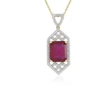 Cavill - Luxe Dames Halsketting 925 Sterling Zilver Verguld - Madagaskar Roze Saffier 5,85 ct Achthoekig - Cambodjaanse Zirkoon - 45,5 cm