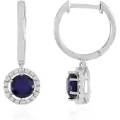 Cavill - Blauwe Saffier Oorbellen - 925 Sterling Zilver Gerhodineerd - Madagaskar Saffieren 2.07 ct - Ronde Edelstenen - Elegante Luxe Oorbellen