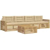 Syfax Buiten bankenset 5 pcs Wit en Beige Massief Acaciahout