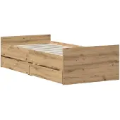 vidaXL Bedframe Artisanaal eiken 90 x 200 cm Bewerkt hout