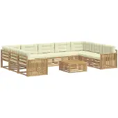 Syfax Buiten bankenset 10 pcs Wit en crèmekleurig Massief Acaciahout