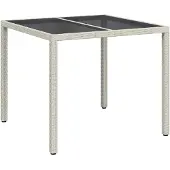 vidaXL Tuintafel, wit, 90 x 90 x 75 cm, polyrotan