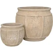 Ptmd Kendra Natural Terracotta Pot With Bars Round SV2