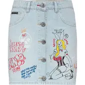 Philipp Plein Denim Skirt