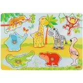 Goki - African baby animals, Lift out puzzle - (57397)