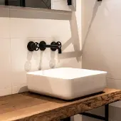 Loutro Mike waskom vierkant 40x40cm solid surface glans wit