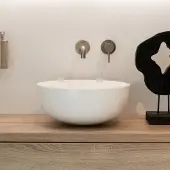 Loutro Milano waskom rond 39,5cm solid surface glans wit