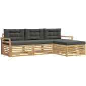 vidaXL Buiten bank set 4 st Wit en antracietkleurig