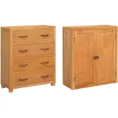 vidaXL Opslag Meubel Set met lade 2 st Naturel 80 x 35 x 185 cm