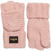 Superdry Gebreide Handschoenen met Kabelpatroon Roze Grootte: 1SIZE