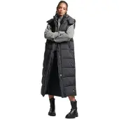 Superdry Dames Ripstop vest met capuchon lang zwart (XS), Casual, Polyester W5011444A