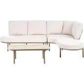 Beliani POLLINA - Tuinbank met salontafel - Bruin/Lichtbeige - Aluminium