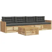 vidaXL Buiten bank set 5 st Wit en antracietkleurig