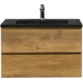 Guido Gusto Badkamermeubel Summer 80cm eiken met zwarte wastafel