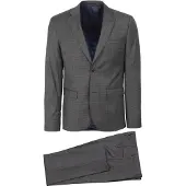Suitable Kostuum Toulon Wol Check Grijs Bruin