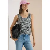 Cecil Dames Top met ronde hals en plooidetails - Groen - M